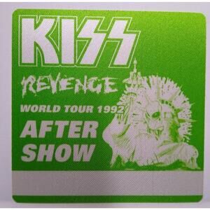 Kiss Revenge World Tour Backstage Pass 1992 Hard Rock Glam Vintage Cloth Green